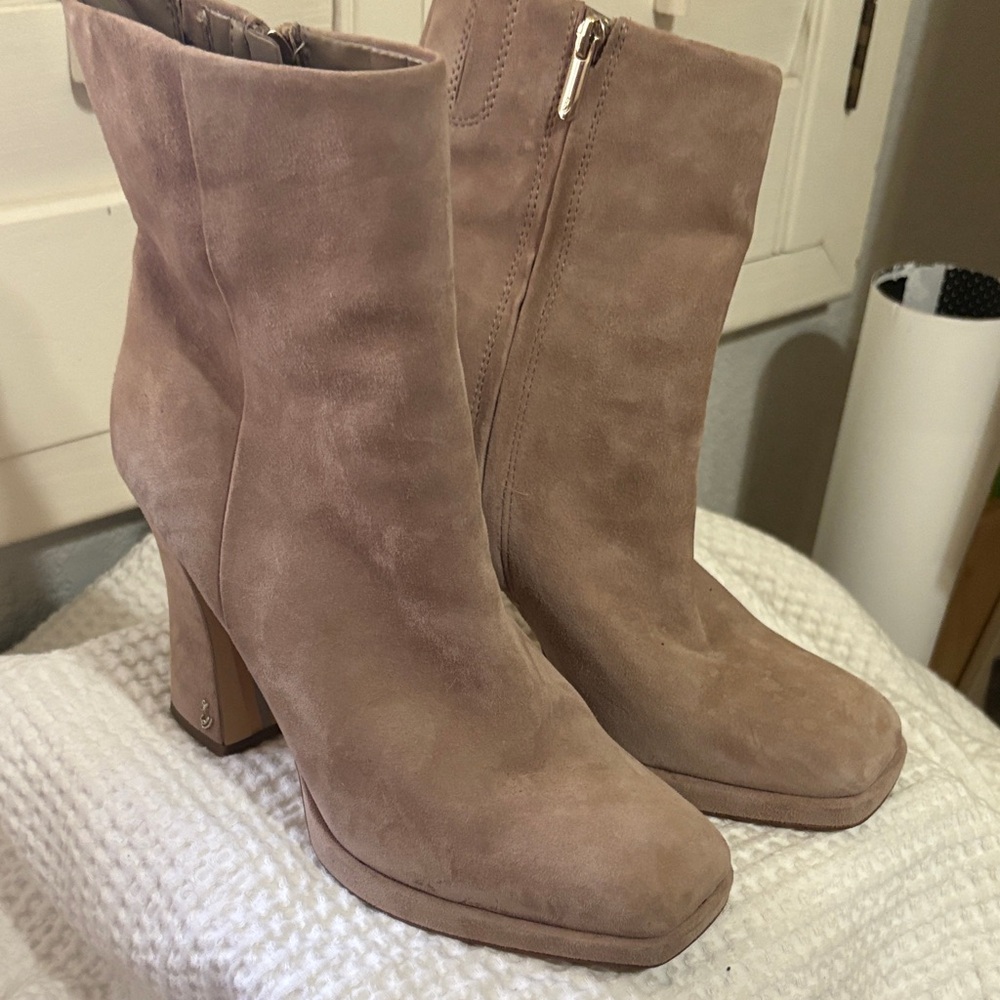 Sam Edelman Taupe Suede Heeled Boots